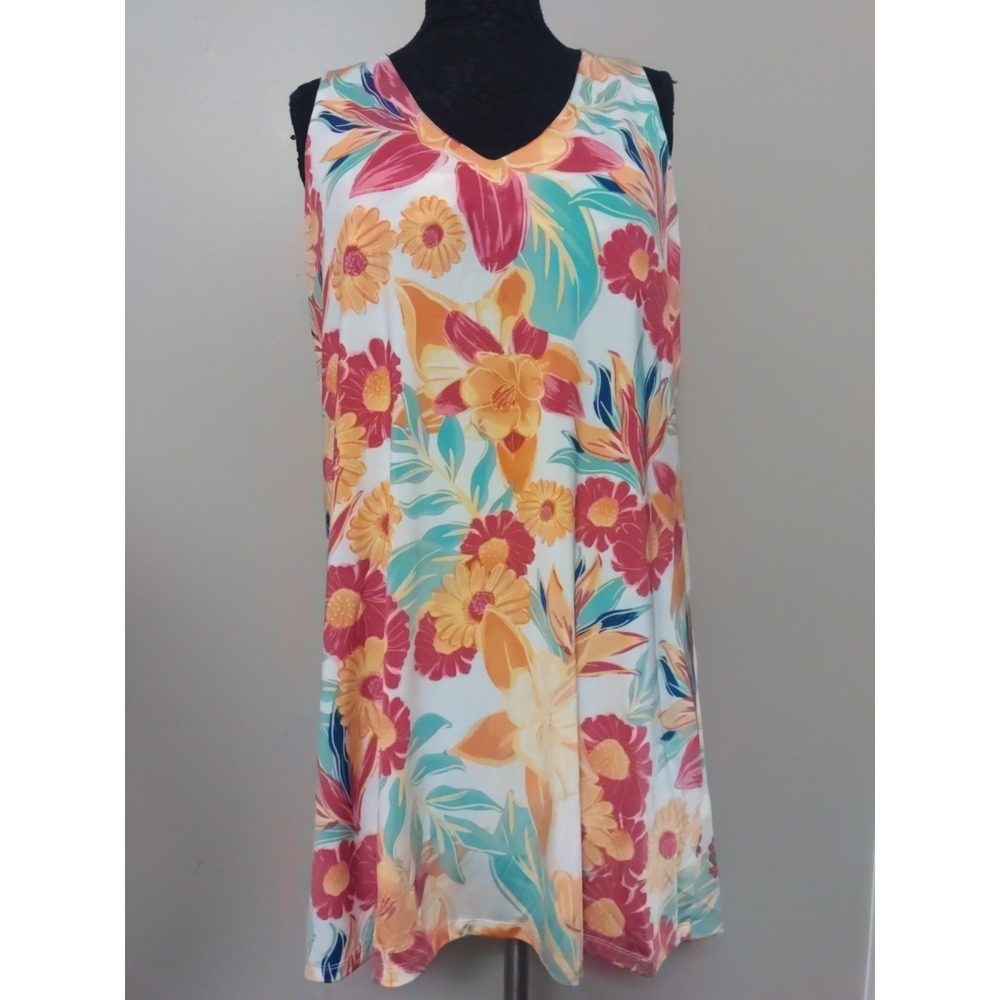Beach Break Floral Sleeveless Criss Cross Back Summer Coverup  Sun Dress L‎
